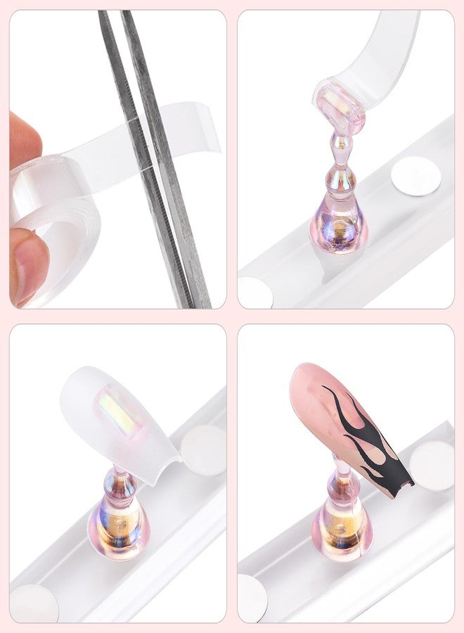 Etercycle Nail Stand for Press On Acrylic Nails Art Display Stand Nail Holder for Painting Magnetic Nails Stand with Double-sided Tape for Home DIY Salon Supplie (Pink) - Image 5